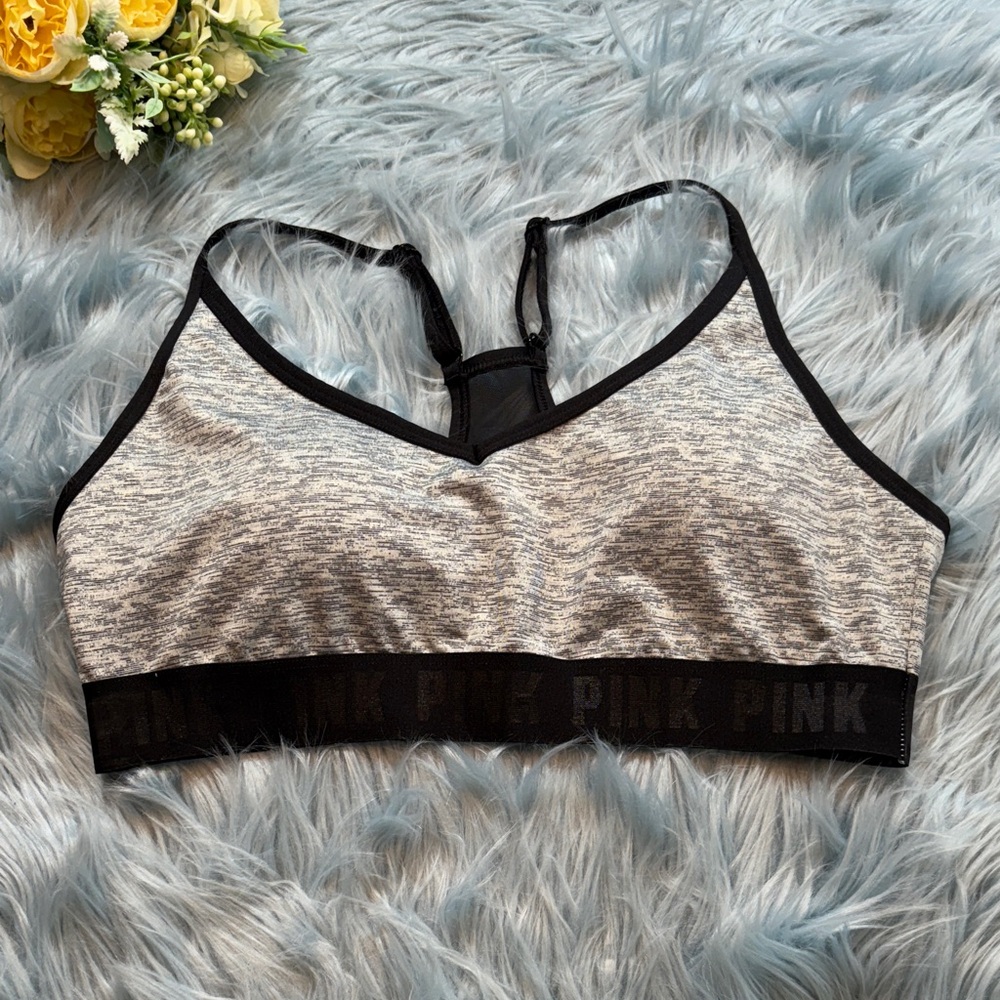 VS PINK Ultimate Lightly Padded Heather Grey sports Bra sz L
